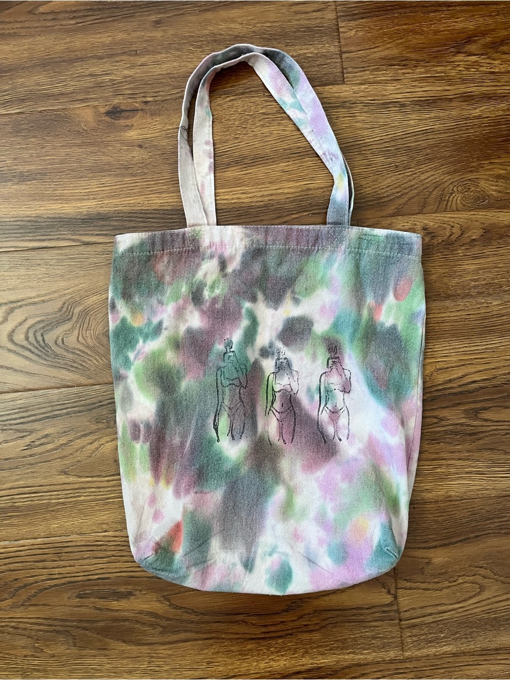 Tie-Dye Tote Bag in Green & Pink